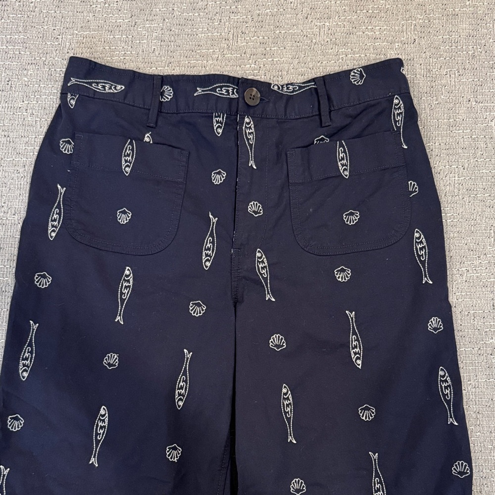 Free Assembly Navy Chino Pants with Fish and Seashell embroidery - Picture 3 of 12